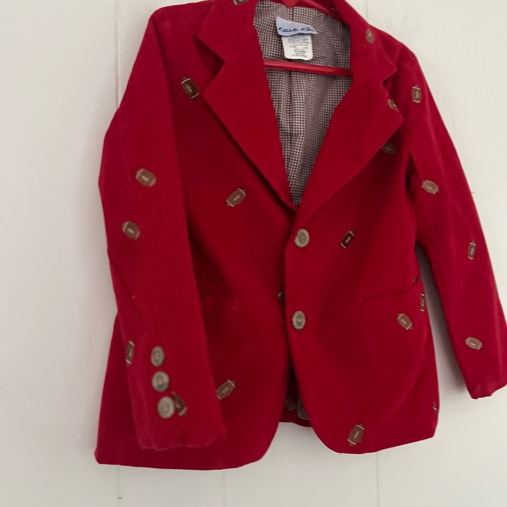 Kelly’s Kids Red Light Corduroy Blazer Jacket Football Embroidery Size Small 5-6 - Picture 4 of 16